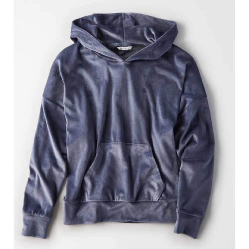 NWT American Eagle Blue Velour Hoodie XL